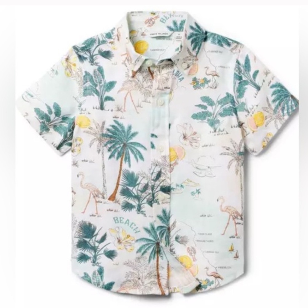 Janie and Jack Tropical Paradise Kids Linen Button Down Shirt 5